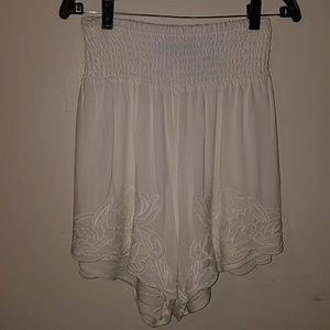 White Embroidered Woven Casual/Dress Shorts
